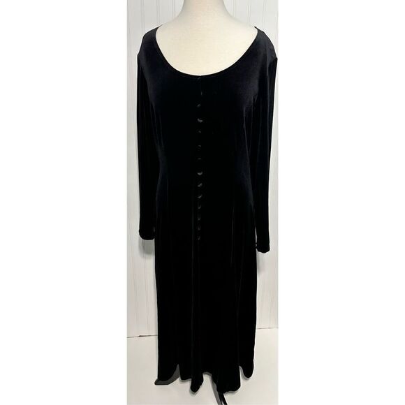Amanda Smith Velvet Velour Long Sleeve Maxi Dress Wednesday Style‎ Black Size 12 - Picture 1 of 14